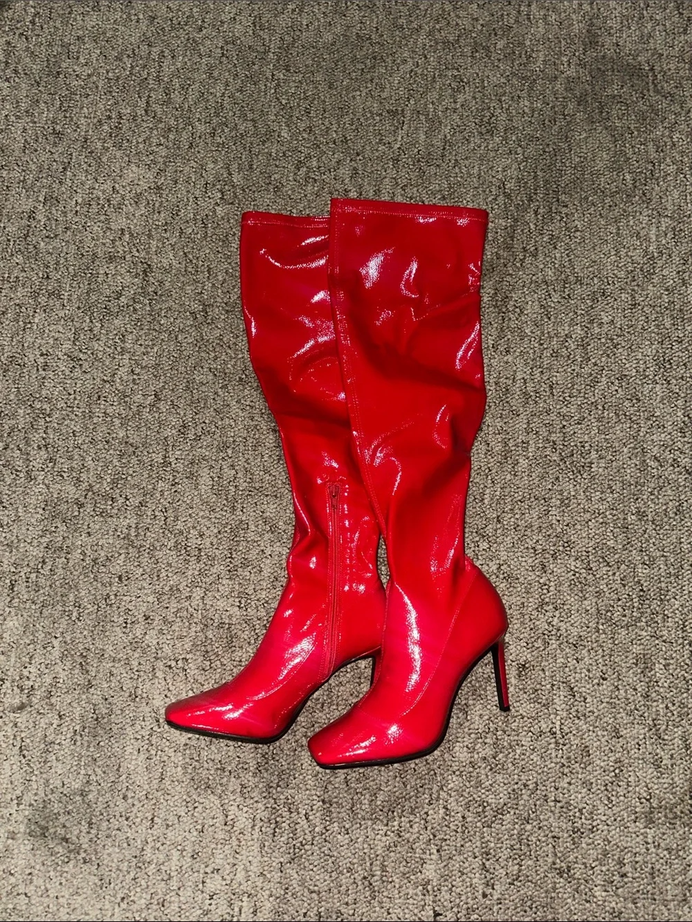 INC International Concepts Red Patent Over-the-Knee Stiletto Boots - Picture 1 of 2